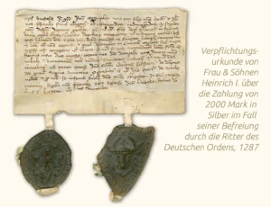 Urkunde von 1287 für die Befreiung Heinrich I